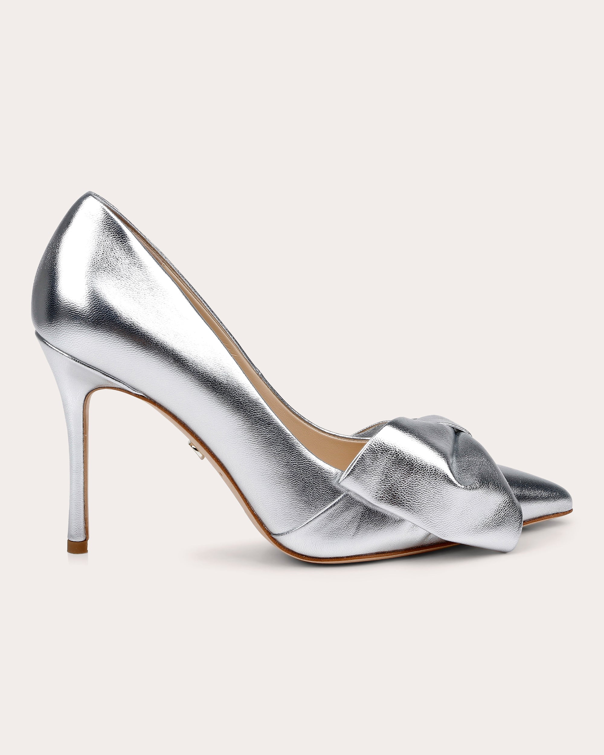 Delhi II Bow-Embellished Metallic-Leather Pump