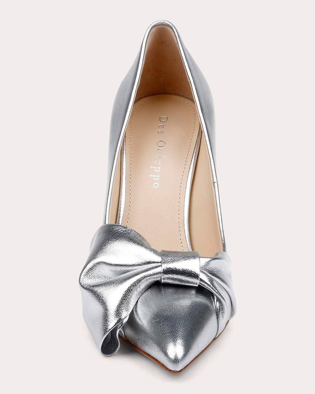 Delhi II Bow-Embellished Metallic-Leather Pump