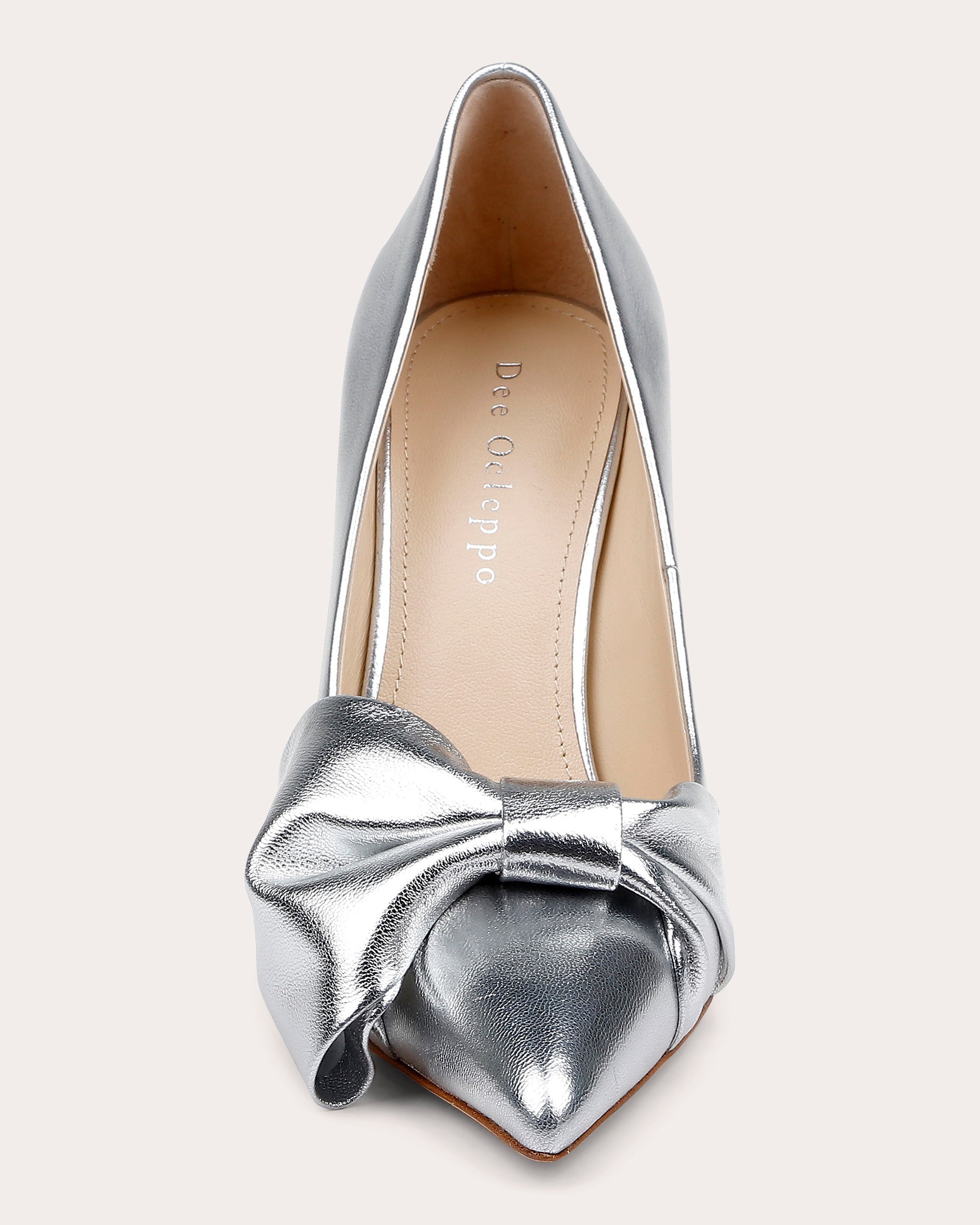 Delhi II Bow-Embellished Metallic-Leather Pump