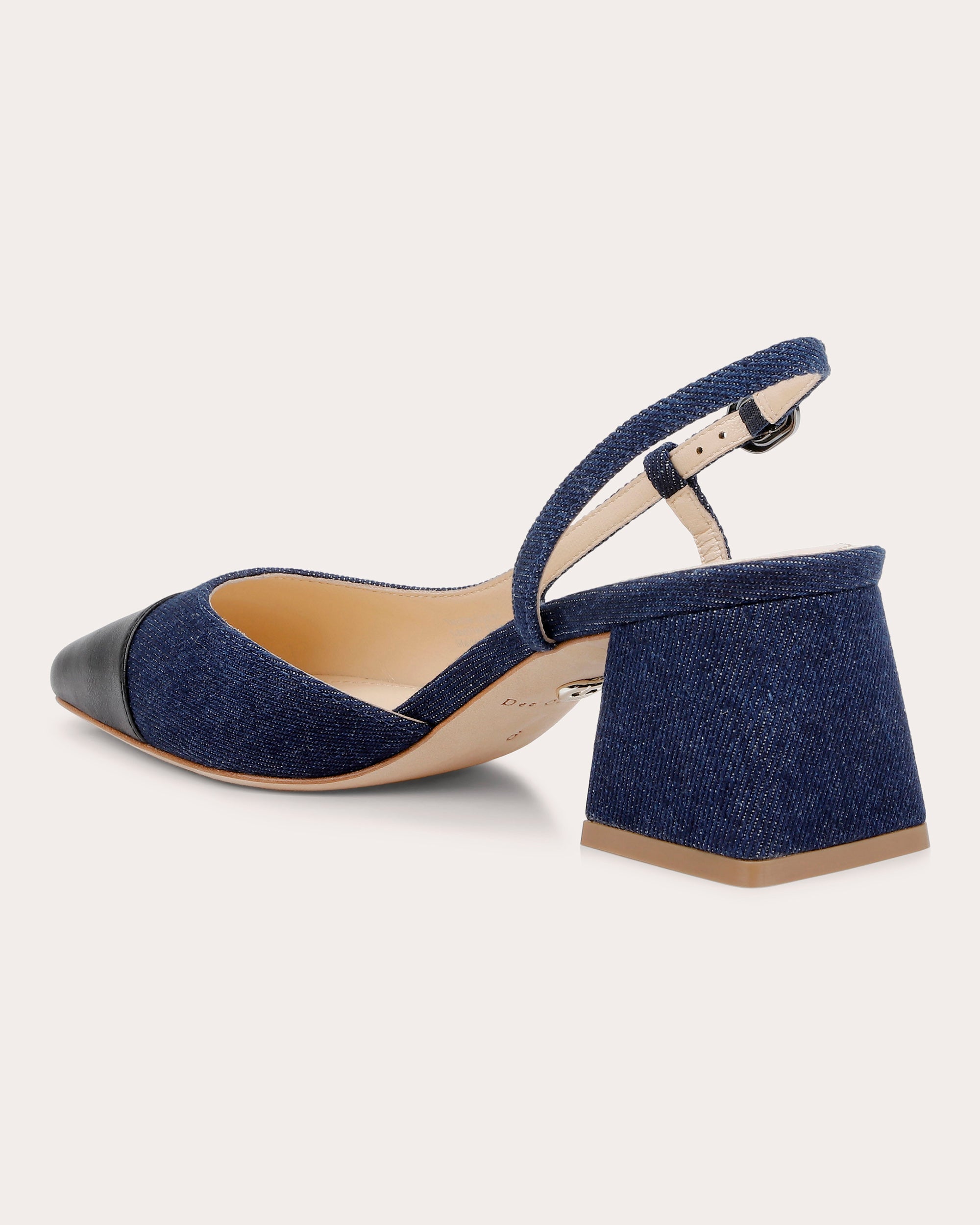 Naples Leather-Trimmed Denim Slingback