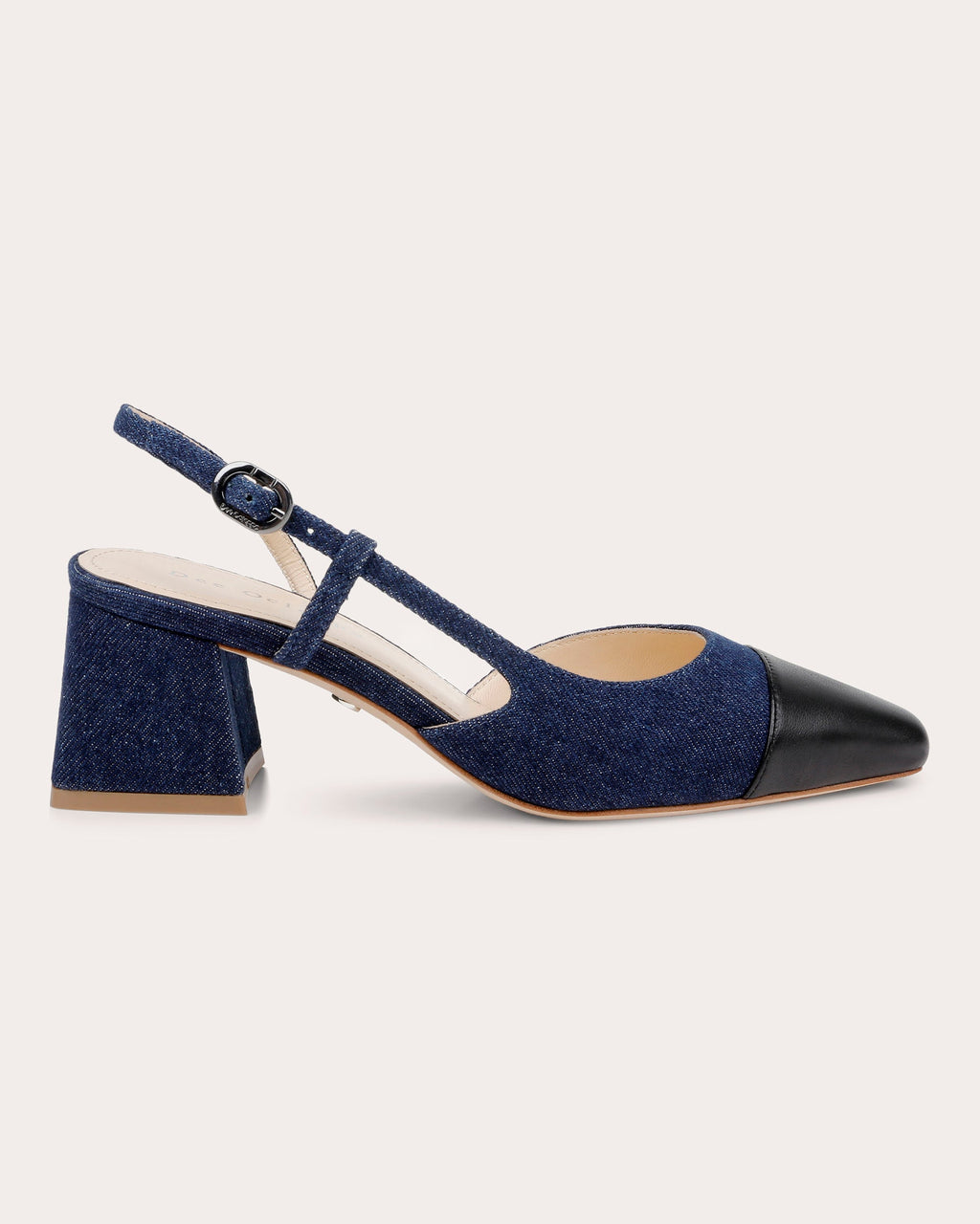 Naples Leather-Trimmed Denim Slingback