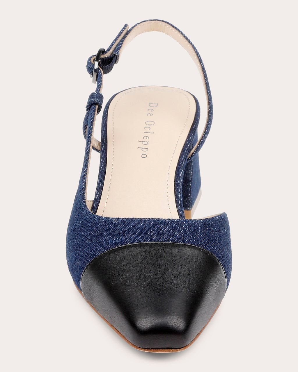 Naples Leather-Trimmed Denim Slingback
