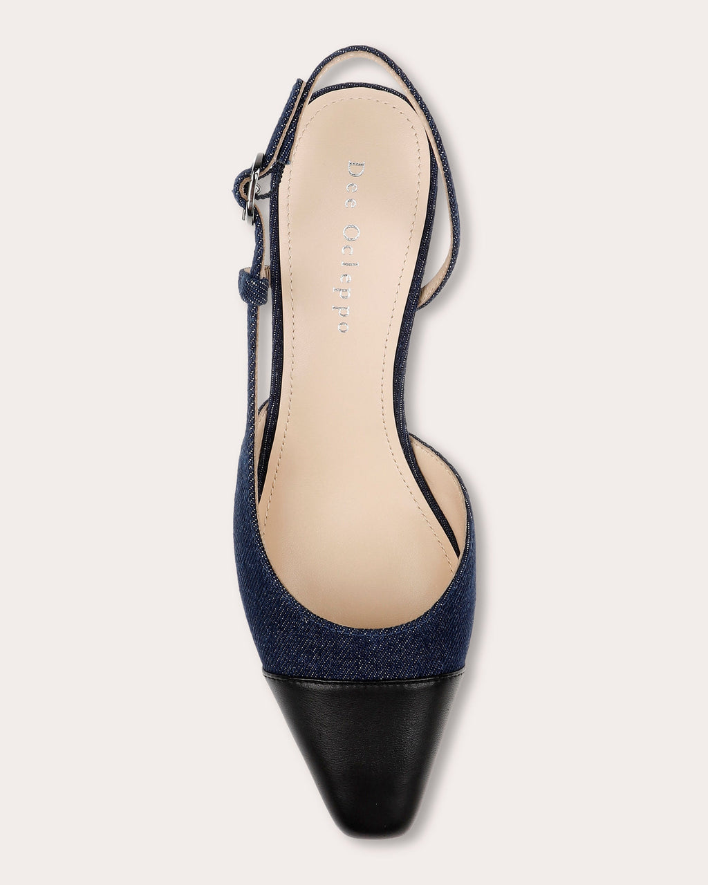 Naples Leather-Trimmed Denim Slingback