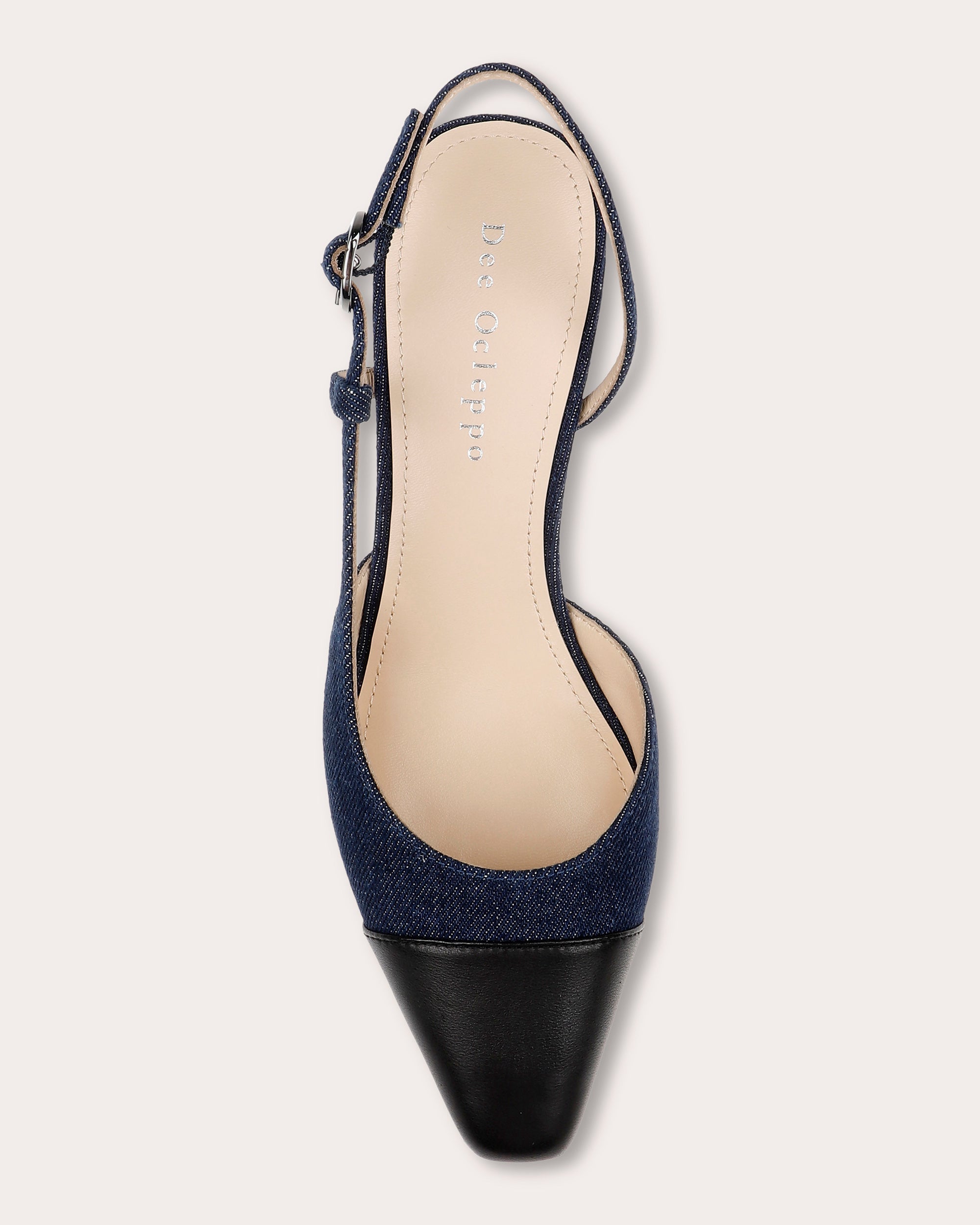 Naples Leather-Trimmed Denim Slingback