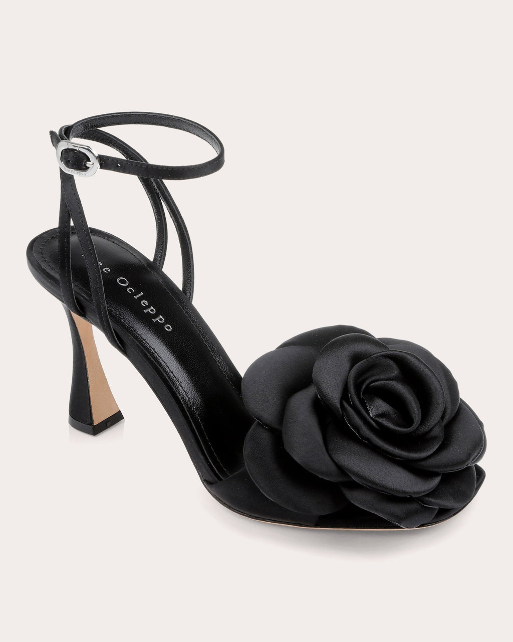 Aurora Rosette-Appliquéd Satin Sandal