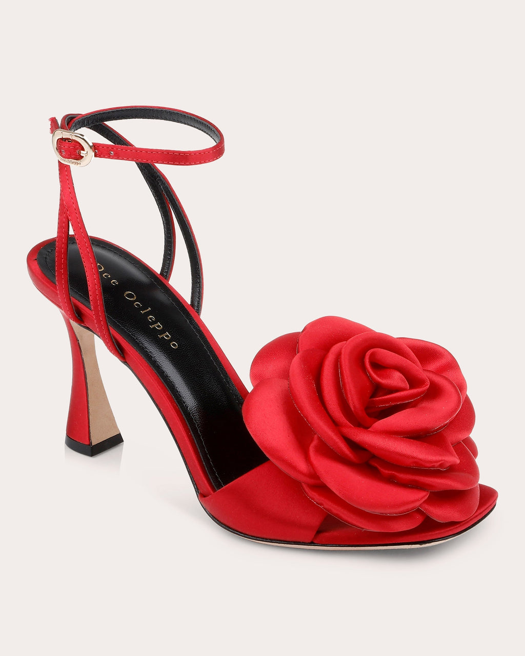 Aurora Rosette-Appliquéd Satin Sandal