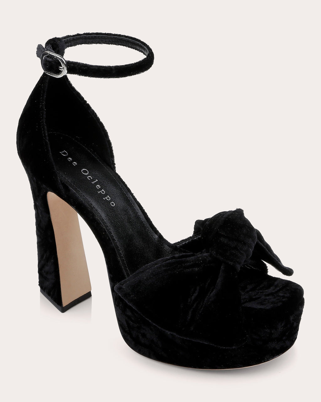 Benton Bow-Embellished Crushed-Velvet Platform Sandal