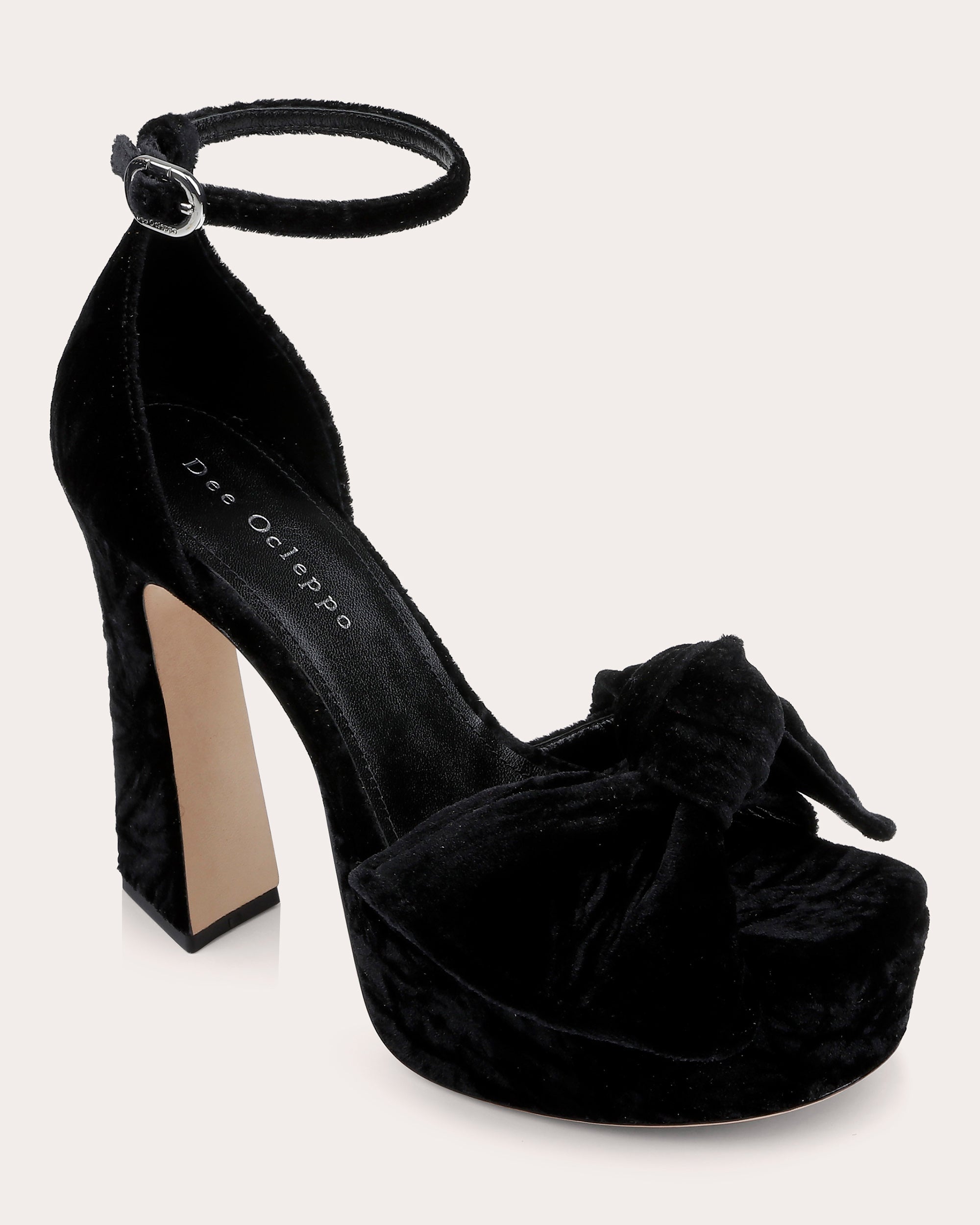 Benton Bow-Embellished Crushed-Velvet Platform Sandal
