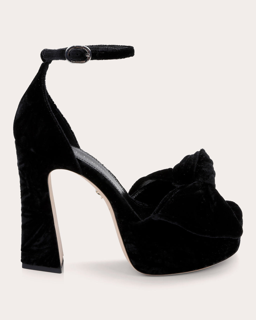 Benton Bow-Embellished Crushed-Velvet Platform Sandal
