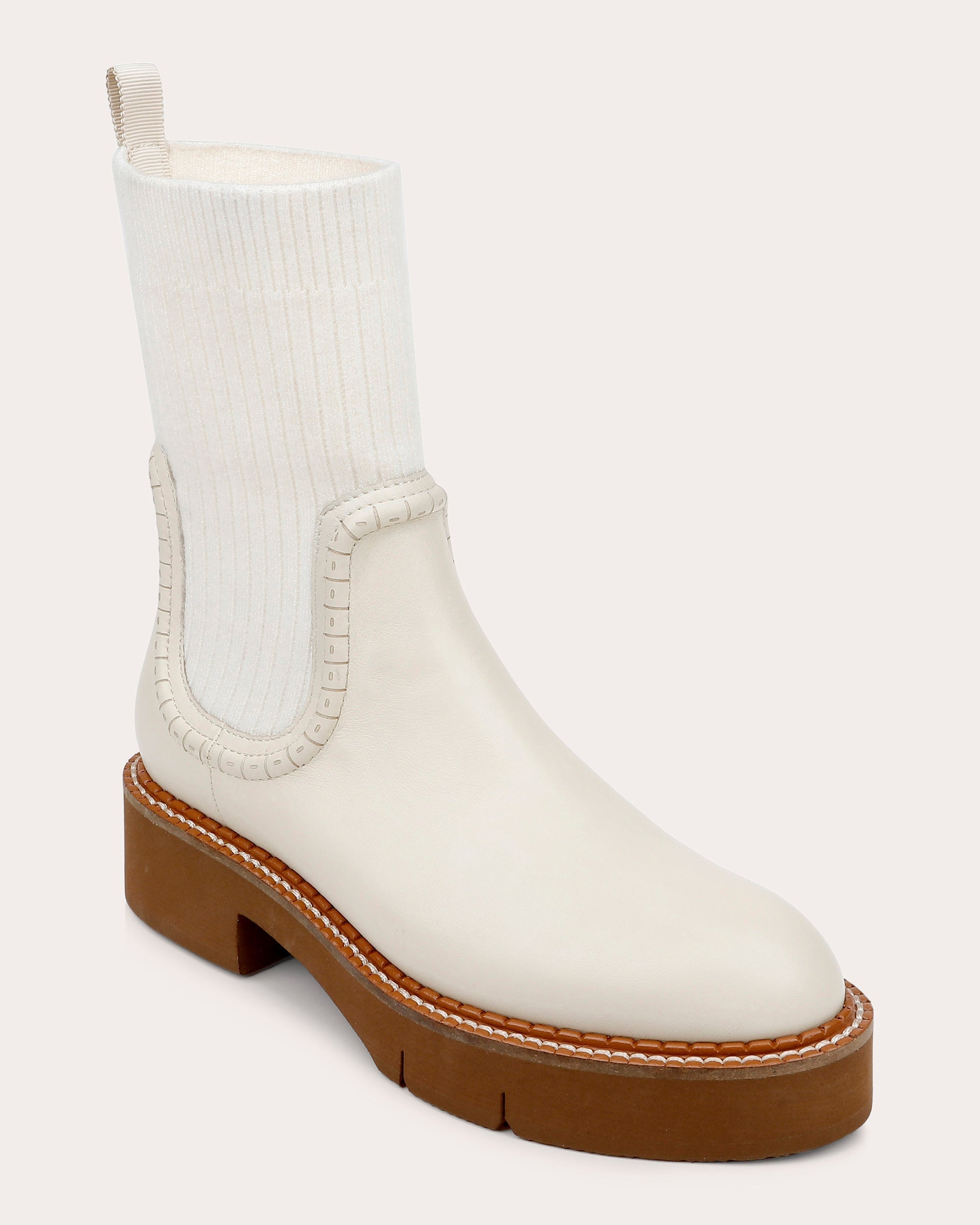 Kingman Ribbed-Trimmed Leather Boot