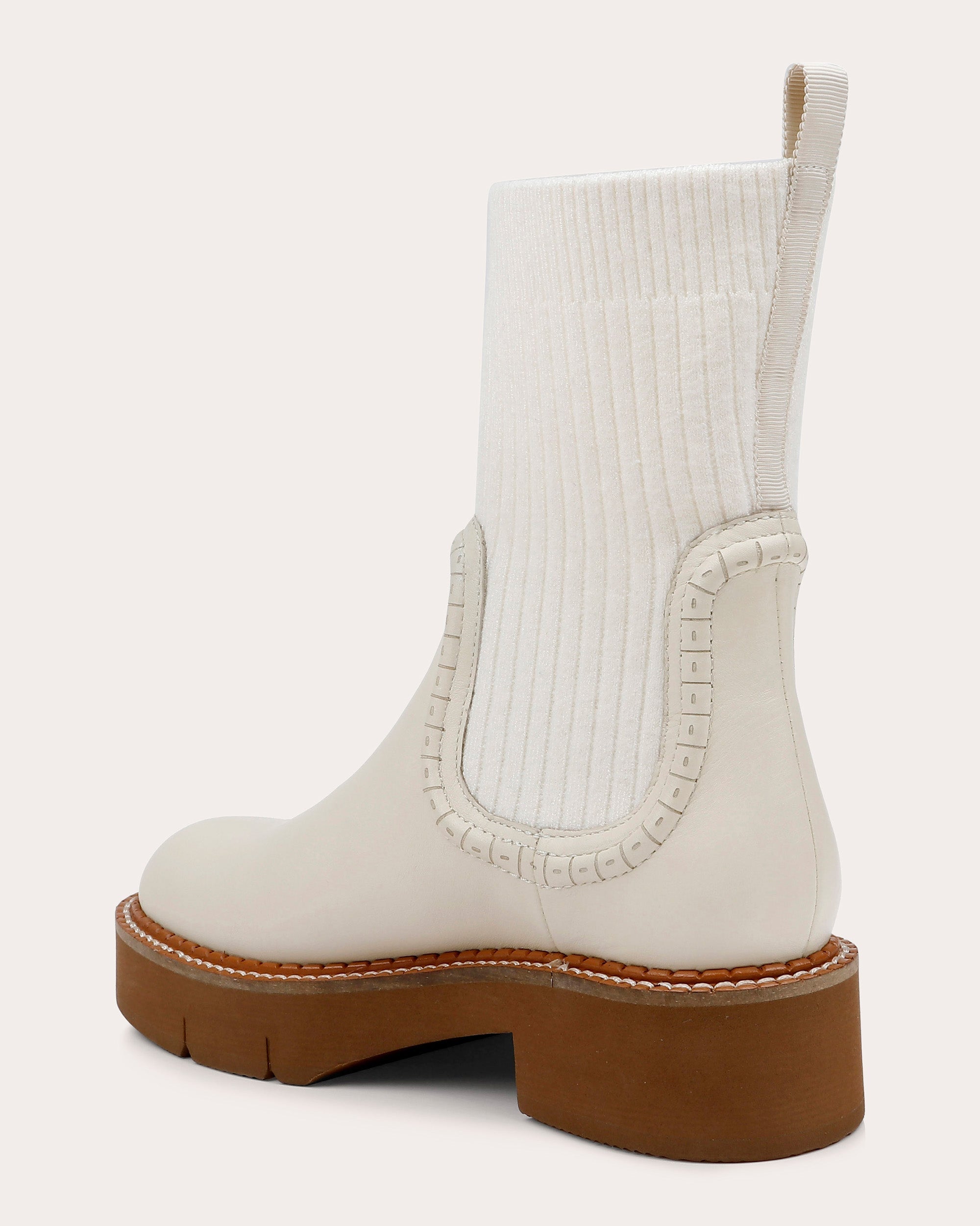 Kingman Ribbed-Trimmed Leather Boot