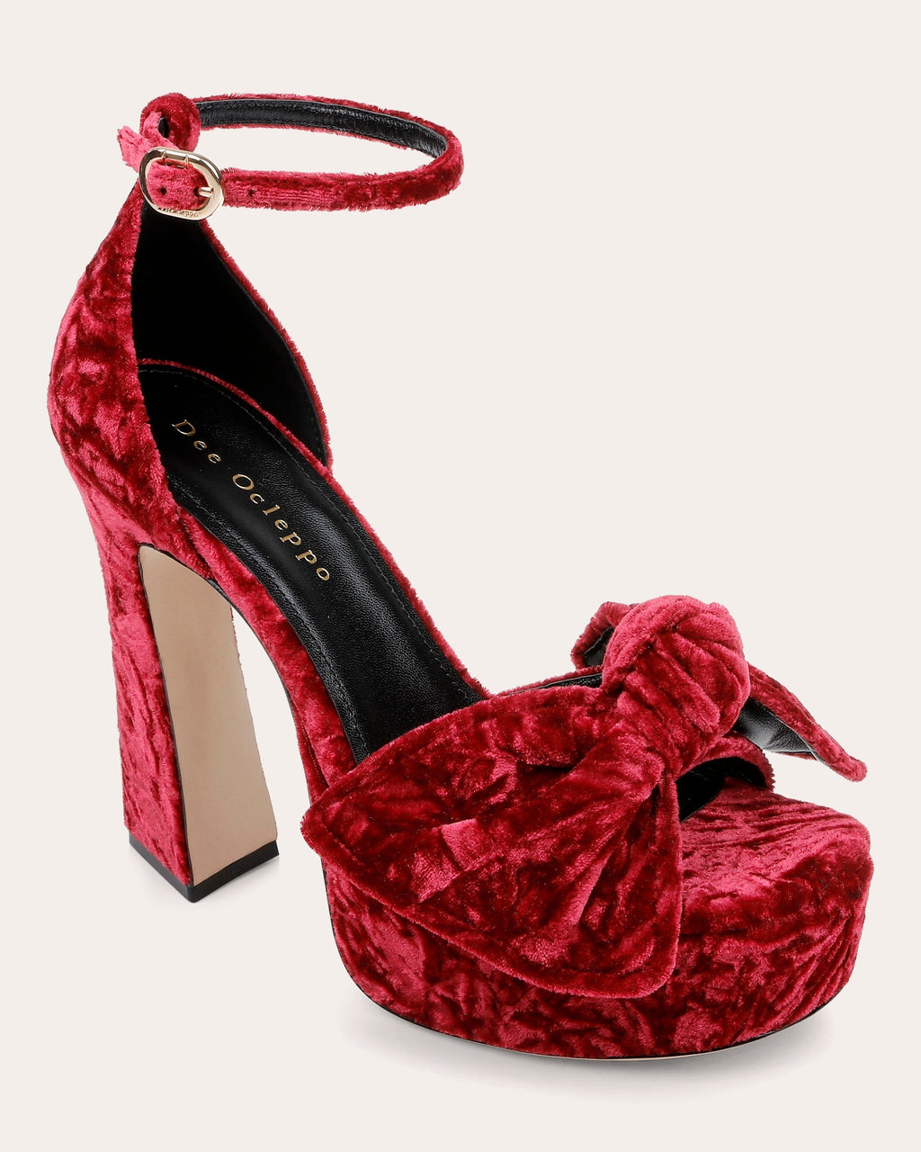 Benton Bow-Embellished Crushed-Velvet Platform Sandal
