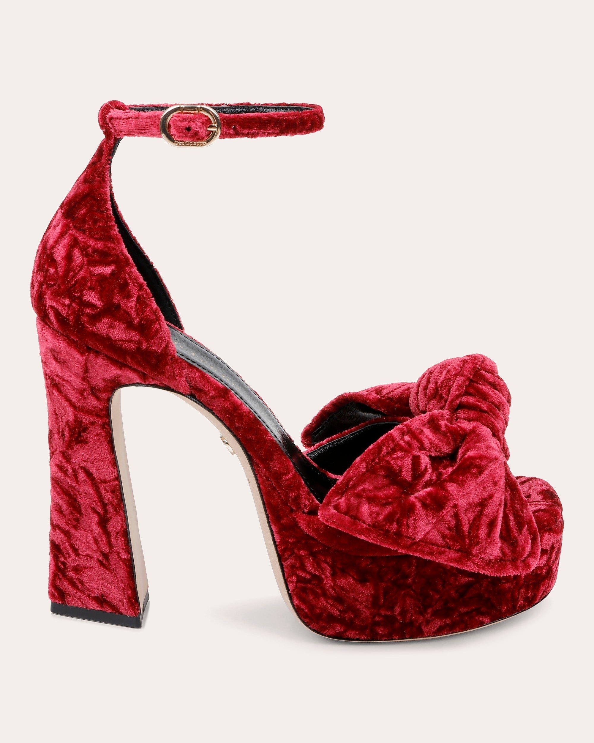 Benton Bow-Embellished Crushed-Velvet Platform Sandal