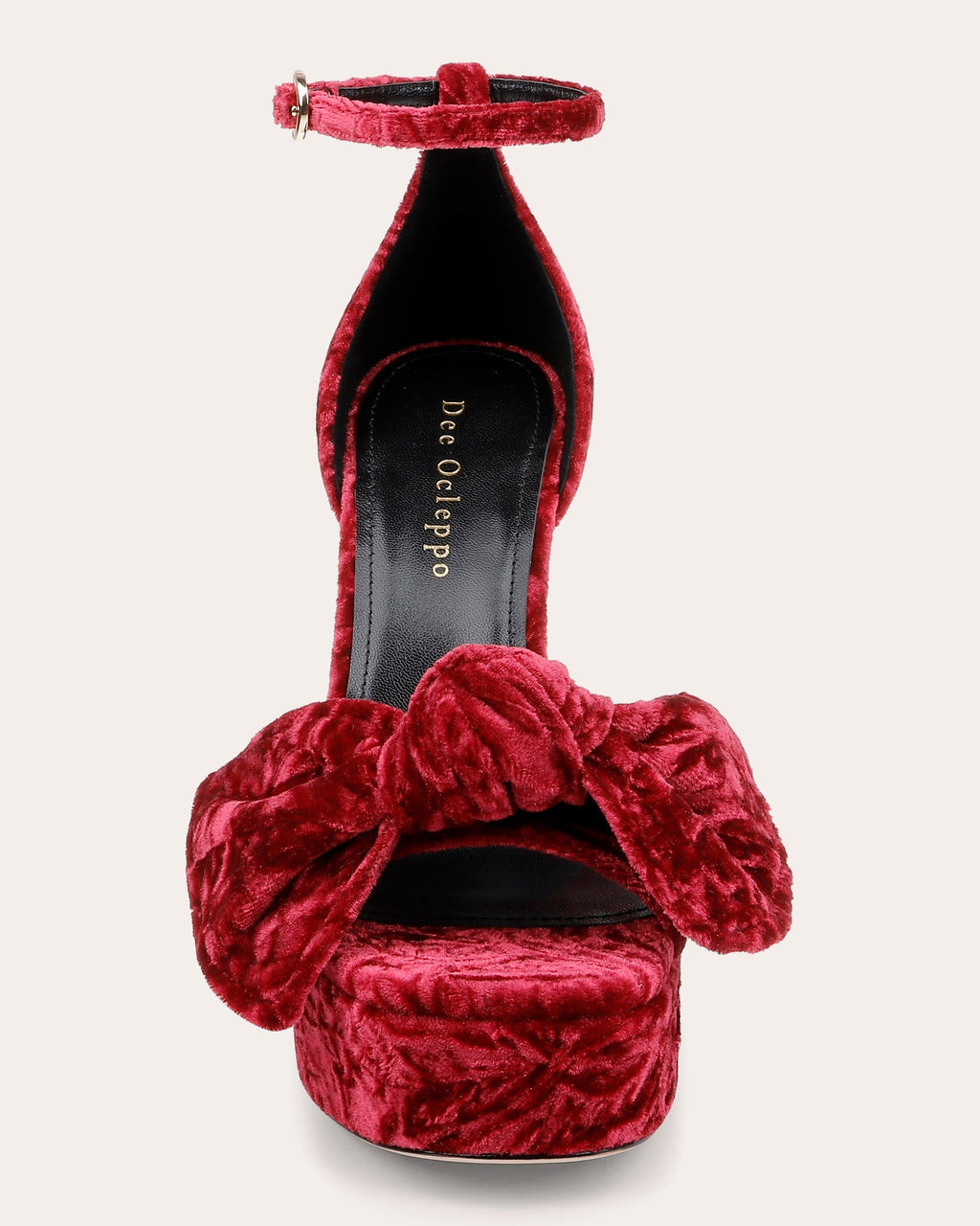 Benton Bow-Embellished Crushed-Velvet Platform Sandal