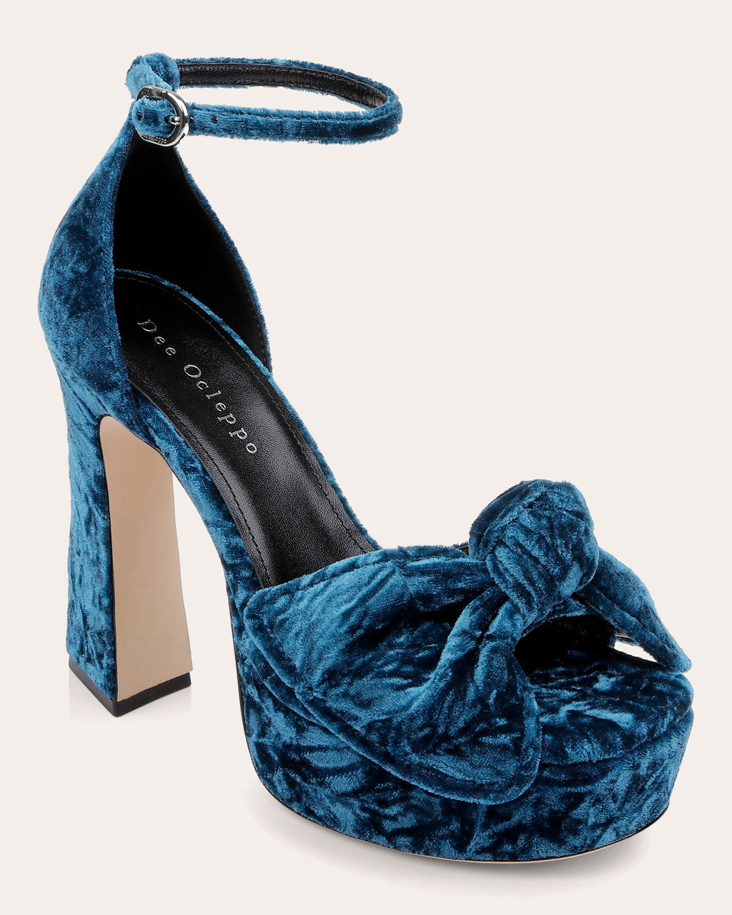 Benton Bow-Embellished Crushed-Velvet Platform Sandal