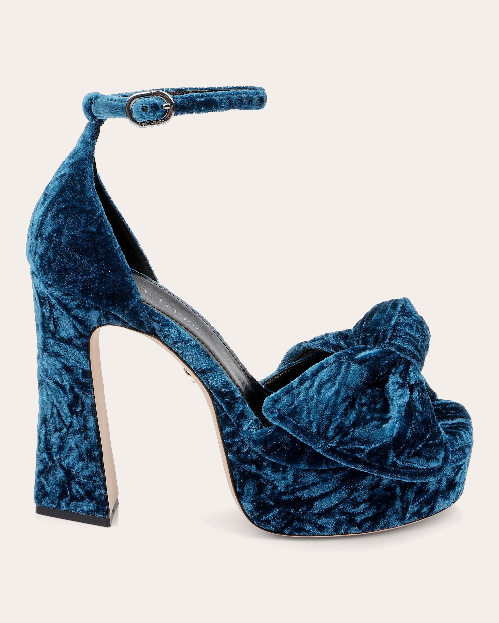 Benton Bow-Embellished Crushed-Velvet Platform Sandal