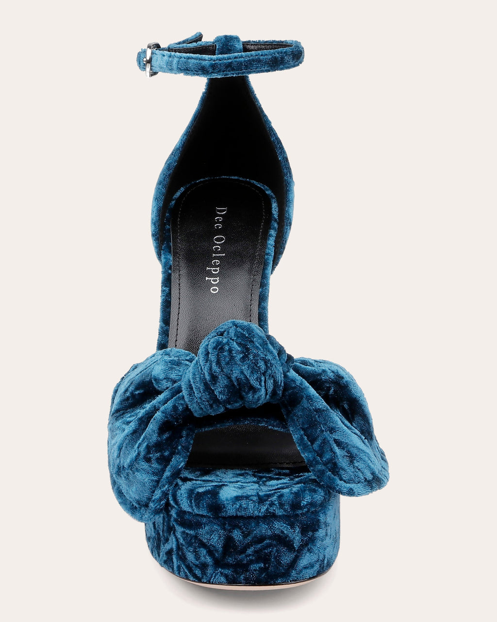 Benton Bow-Embellished Crushed-Velvet Platform Sandal