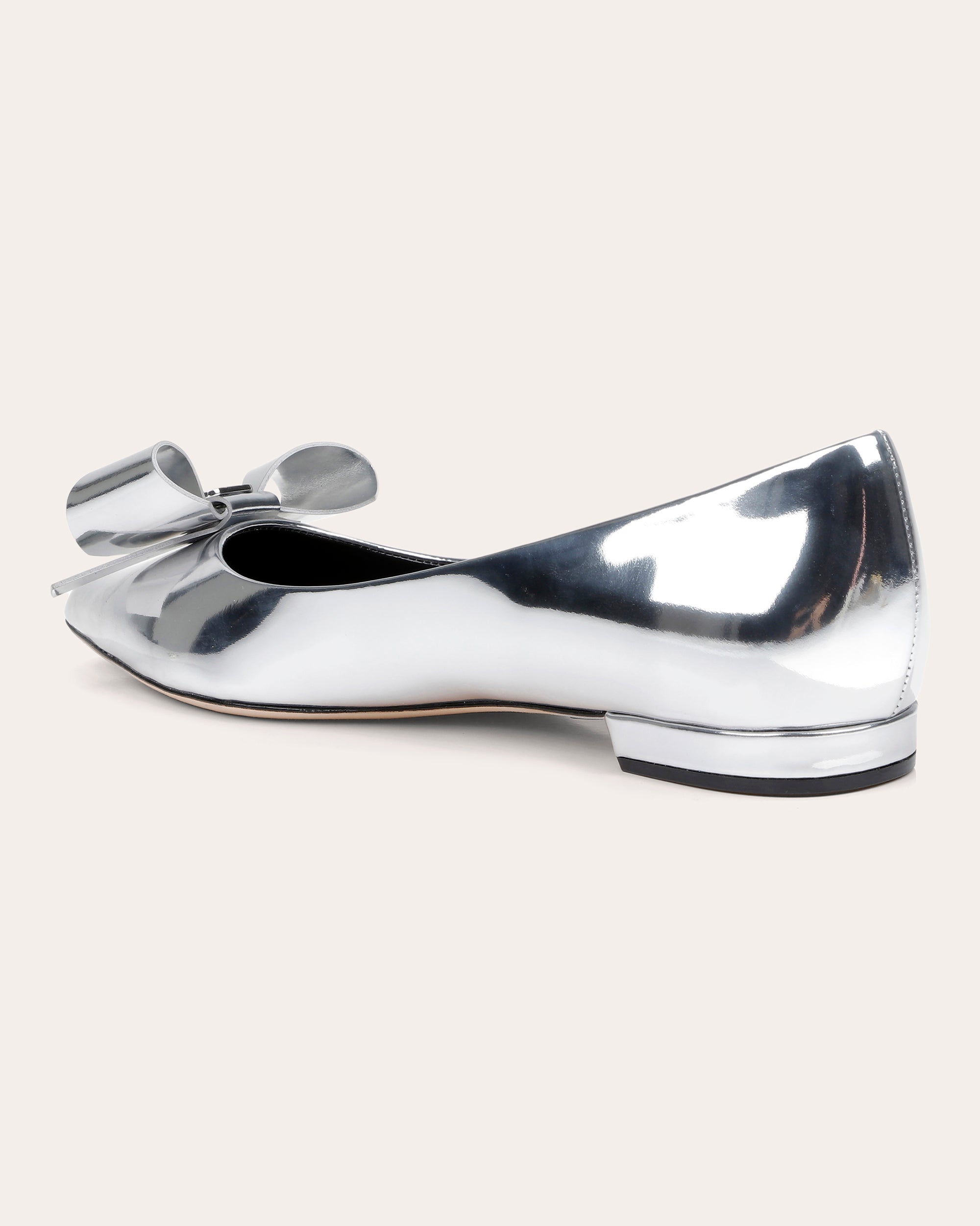 Clinton Bow-Embellished Metallic-Leather Flat