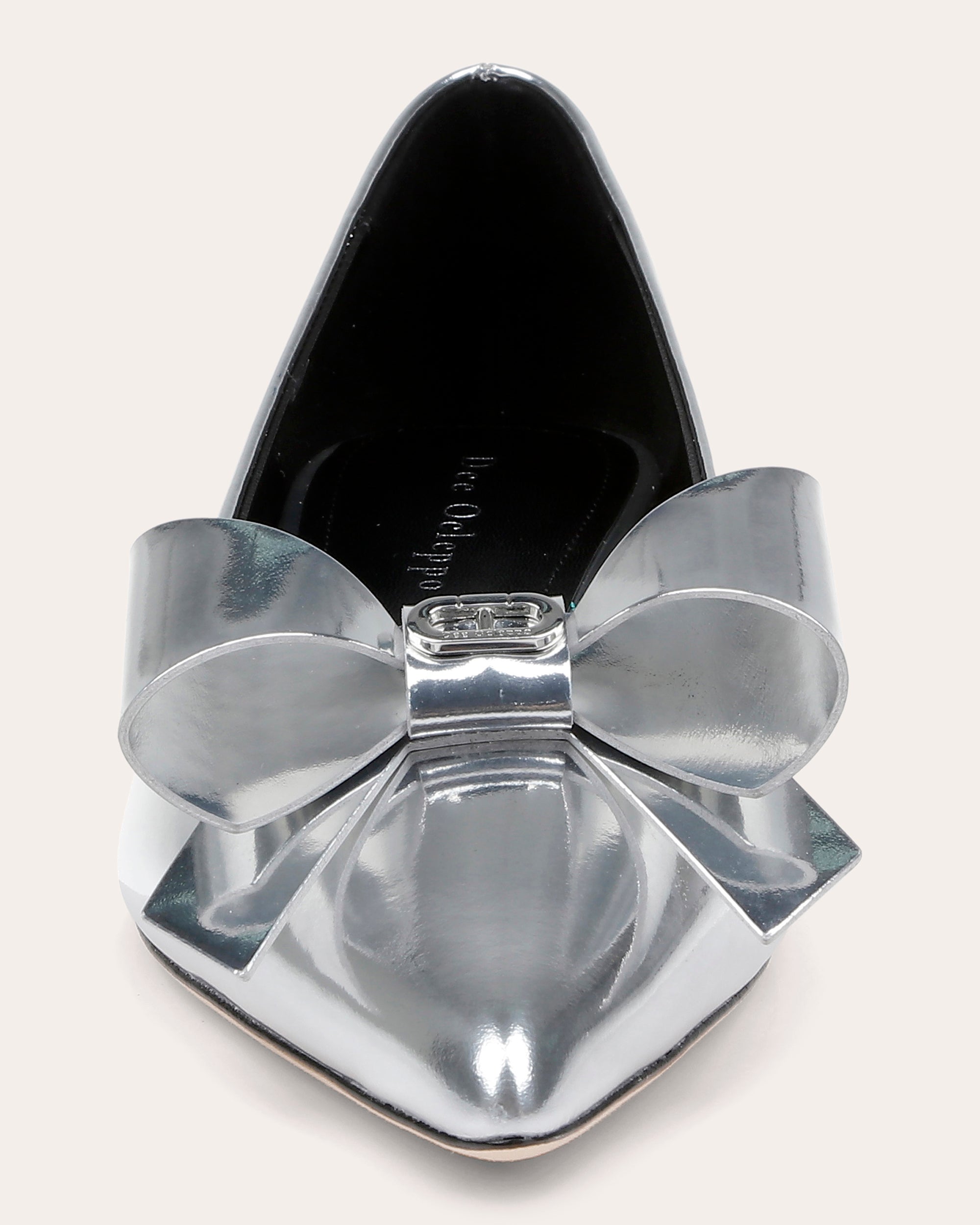 Clinton Bow-Embellished Metallic-Leather Flat