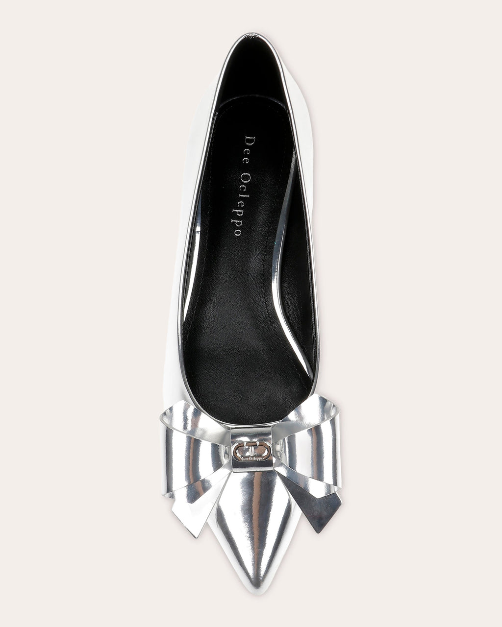 Clinton Bow-Embellished Metallic-Leather Flat