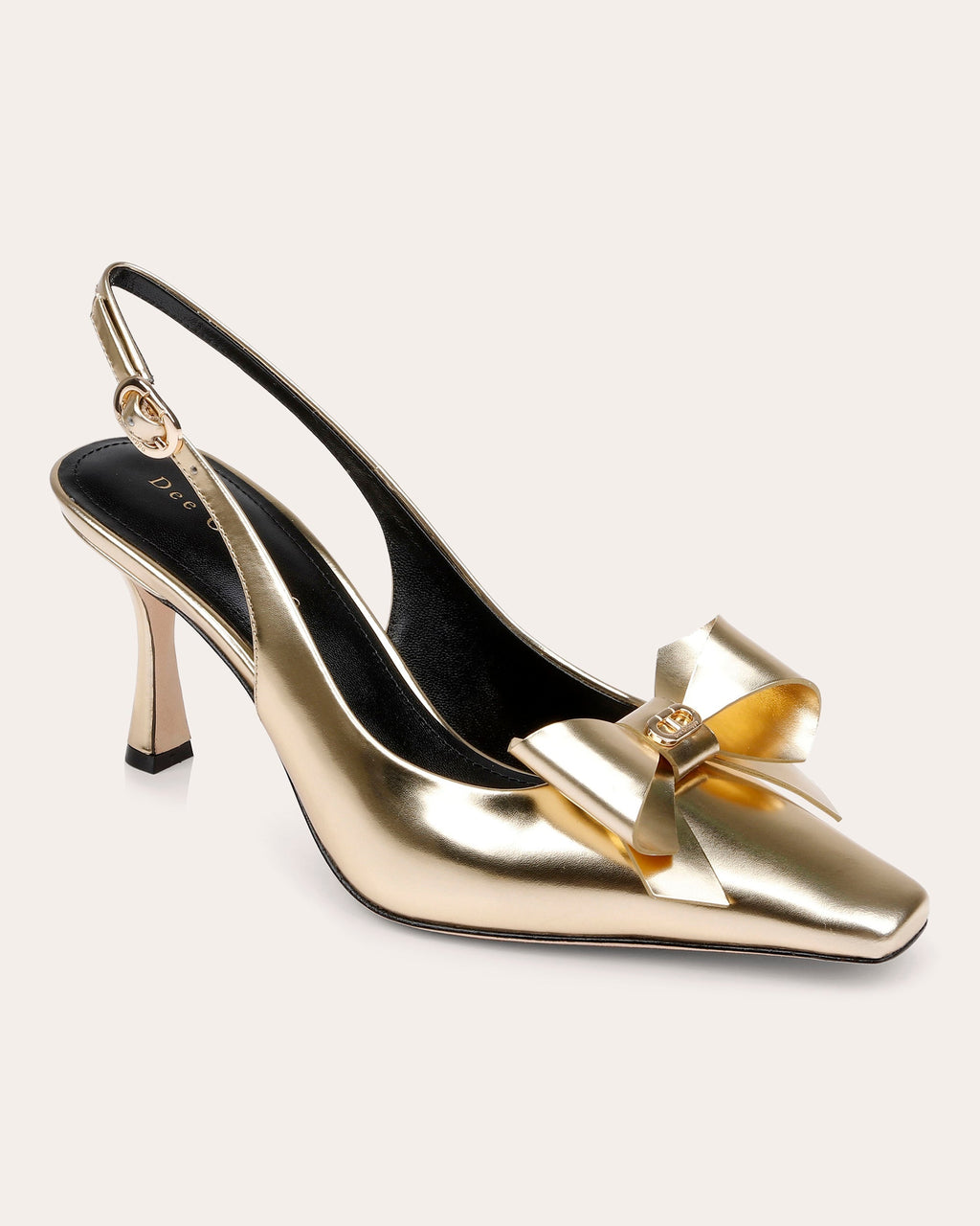 Coronado Bow-Embellished Metallic-Leather Slingback Pump