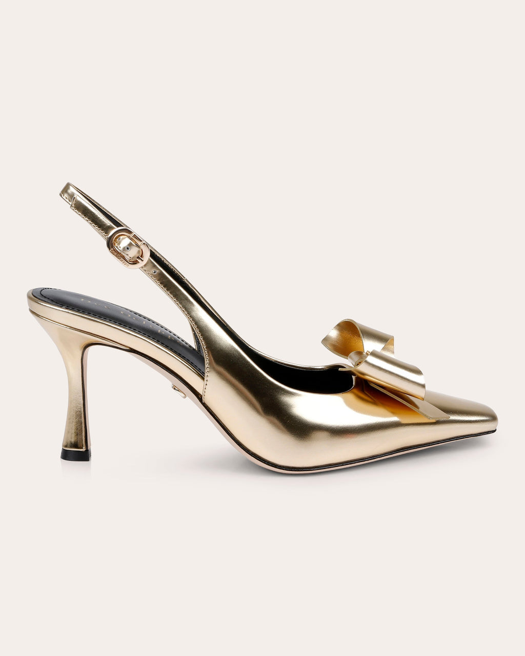 Coronado Bow-Embellished Metallic-Leather Slingback Pump