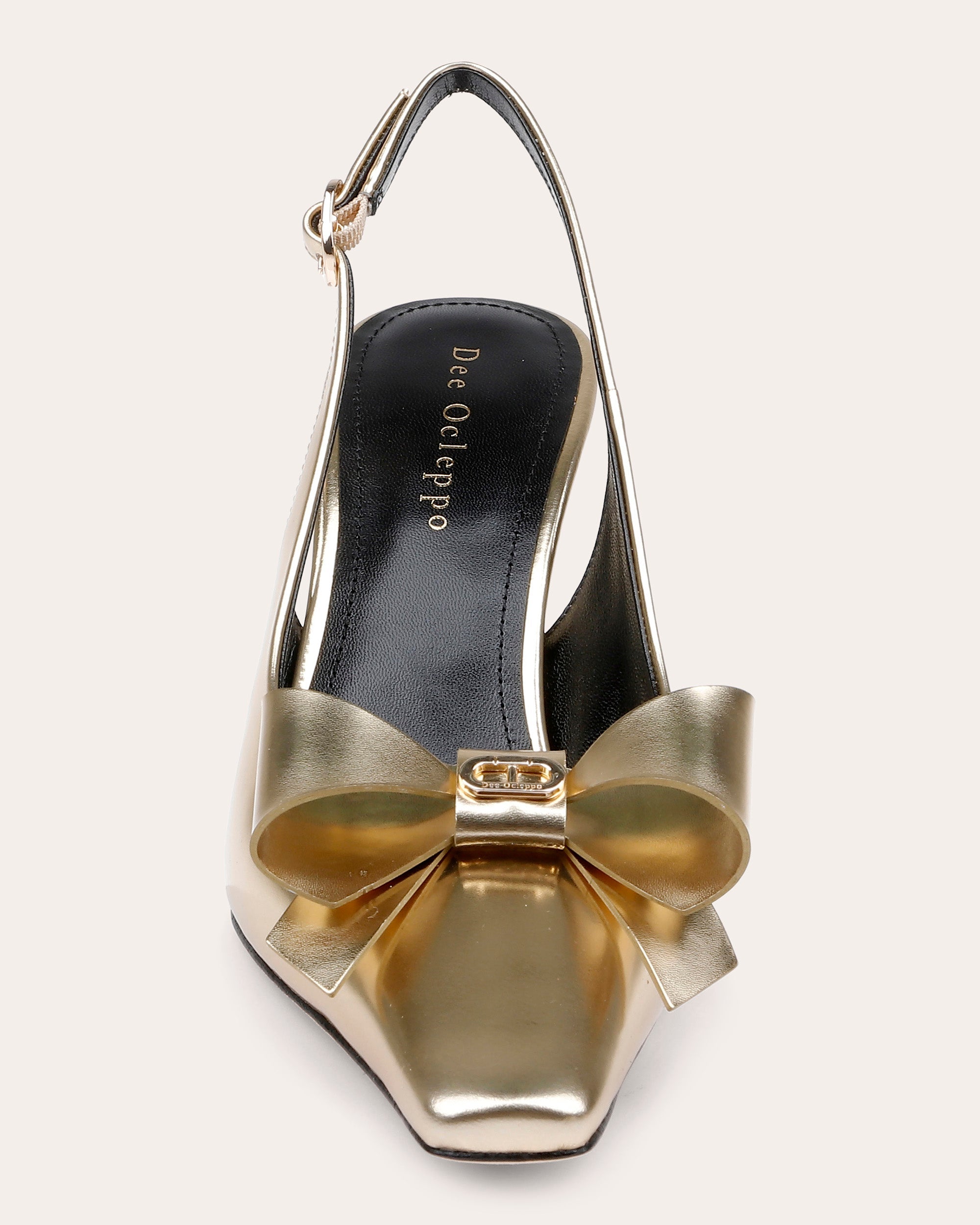 Coronado Bow-Embellished Metallic-Leather Slingback Pump
