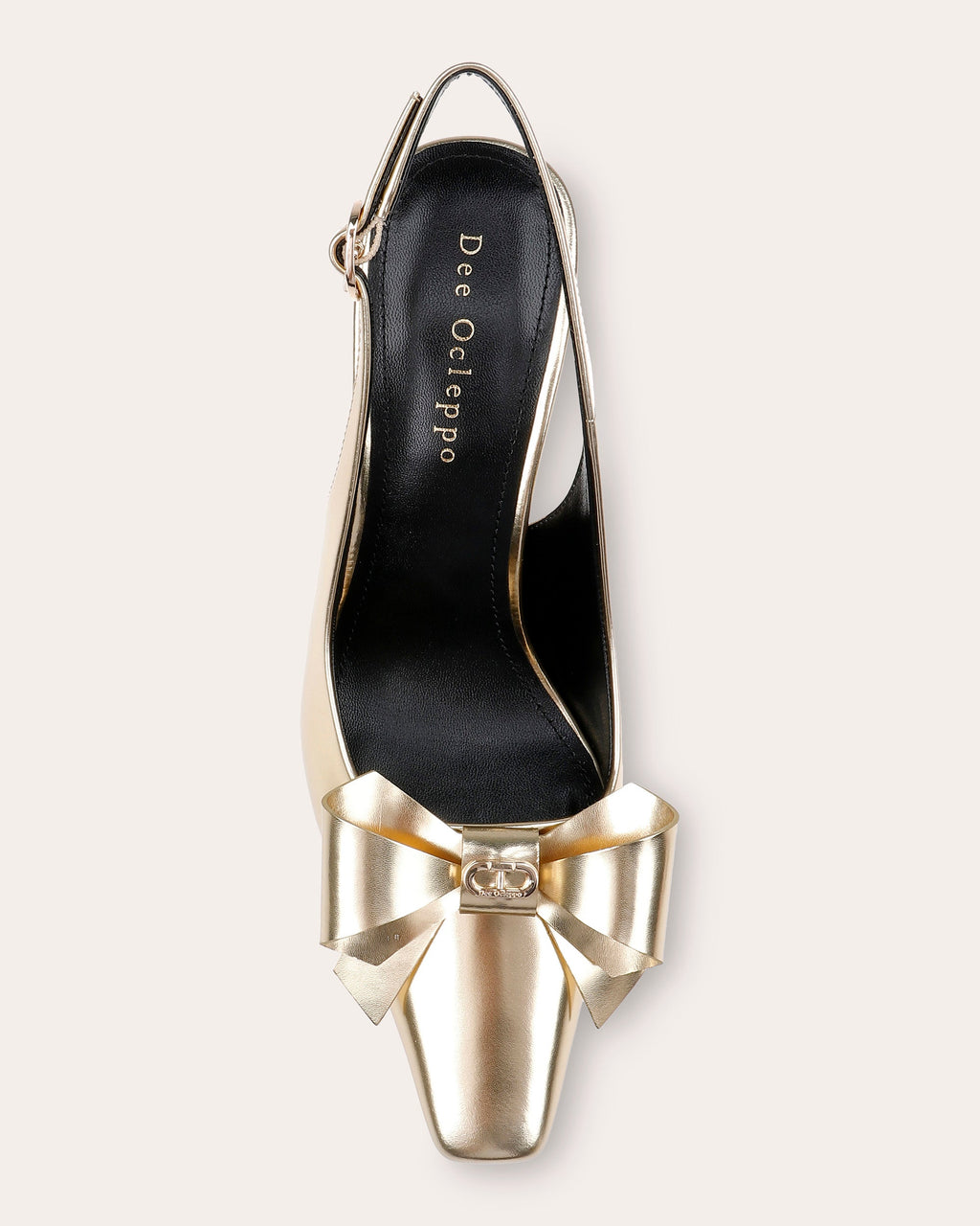 Coronado Bow-Embellished Metallic-Leather Slingback Pump