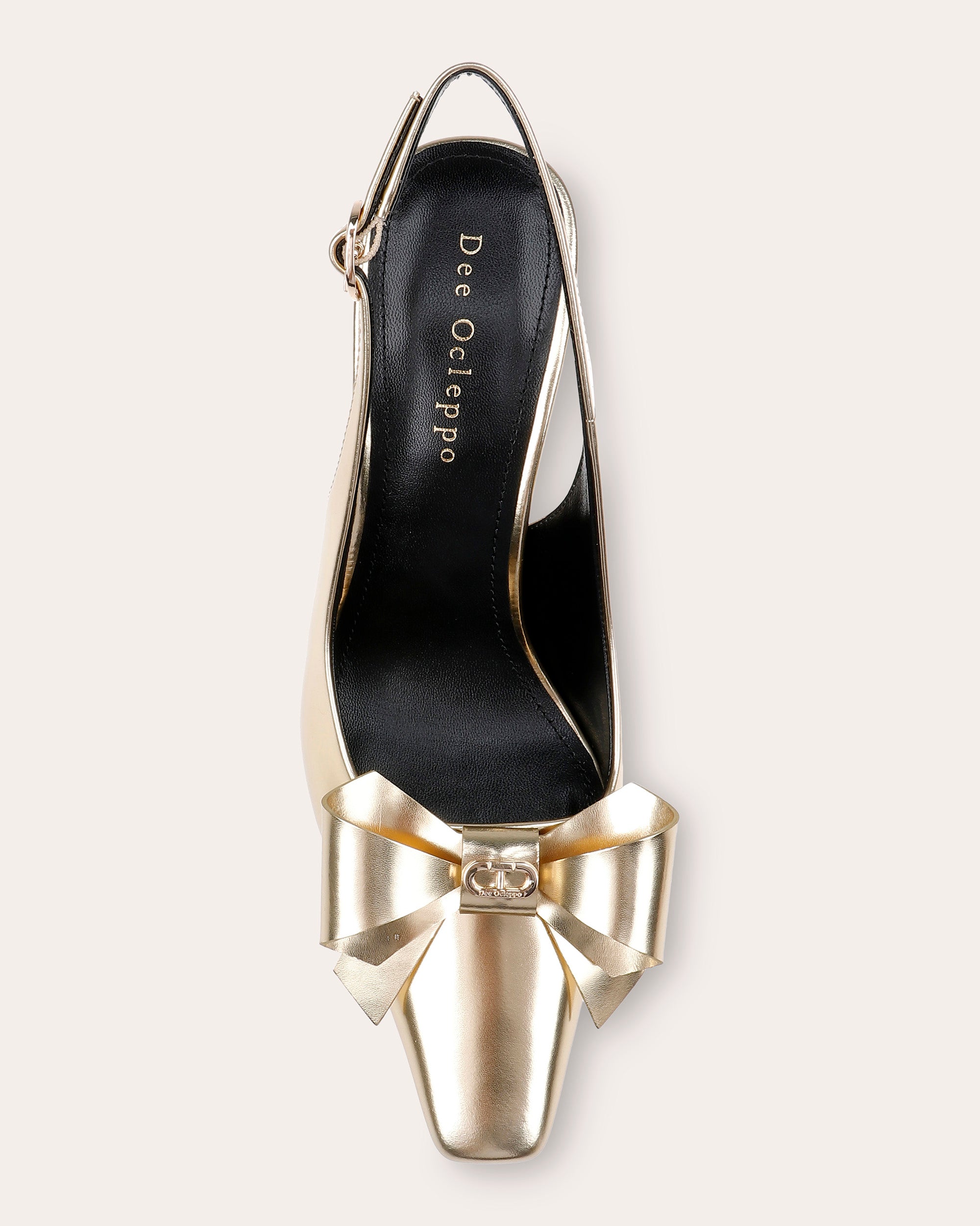 Coronado Bow-Embellished Metallic-Leather Slingback Pump