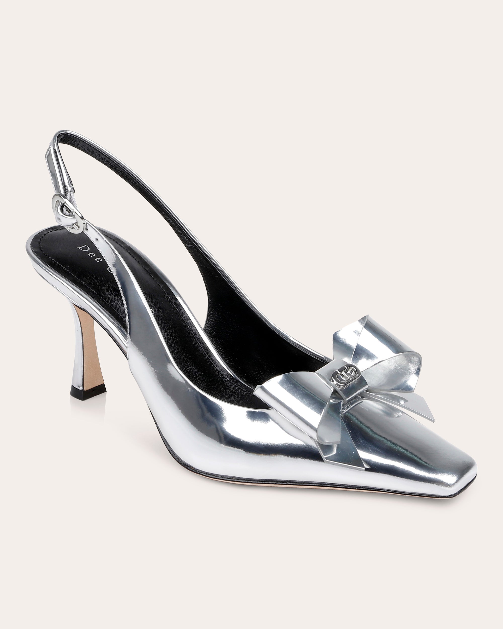 Coronado Bow-Embellished Metallic-Leather Slingback Pump