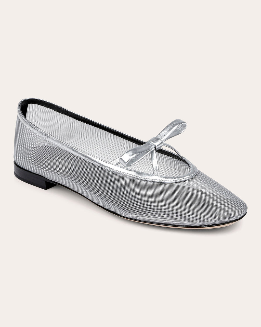 Dixon II Bow-Embellished Metallic-Mesh Ballet Flat