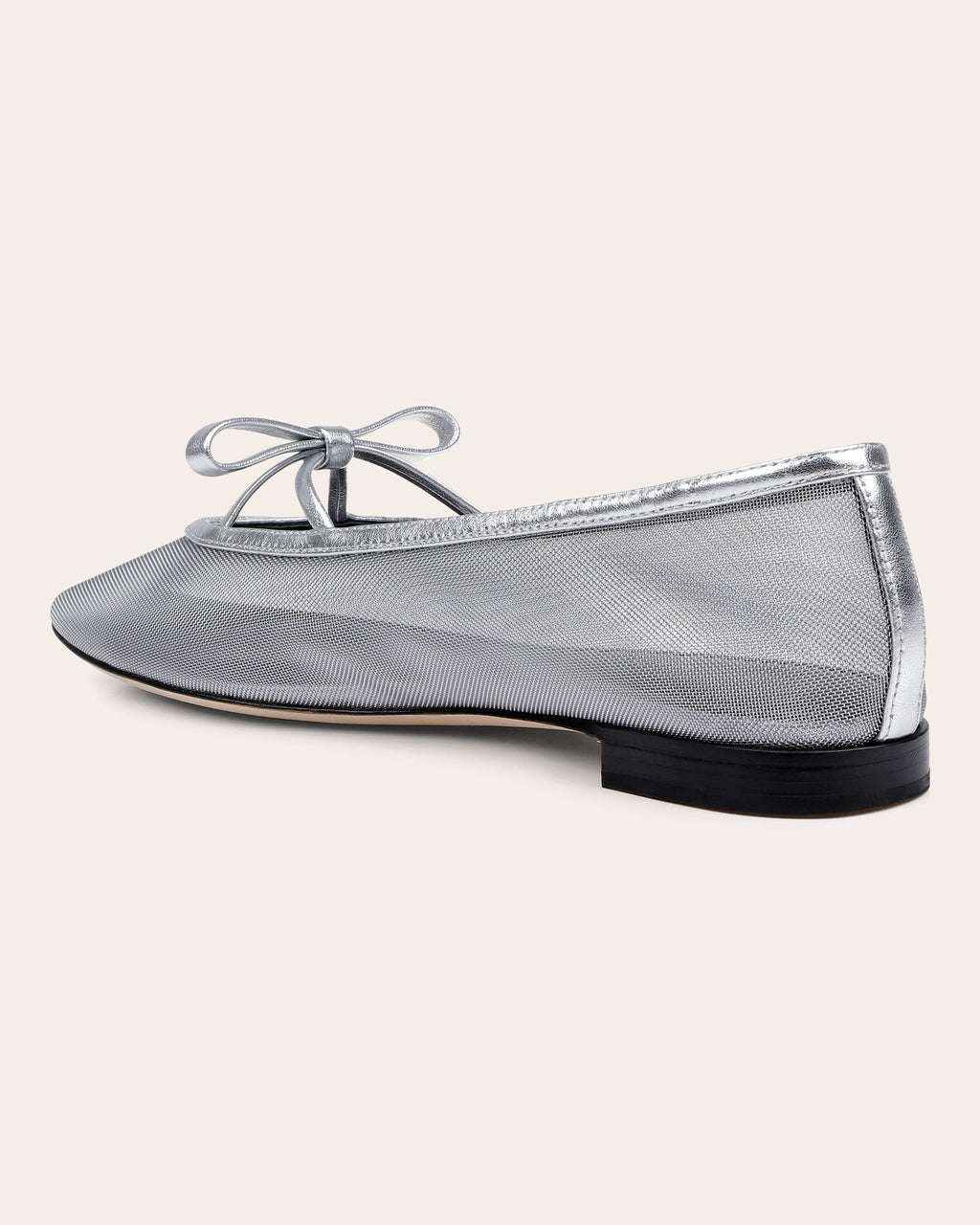 Dixon II Bow-Embellished Metallic-Mesh Ballet Flat