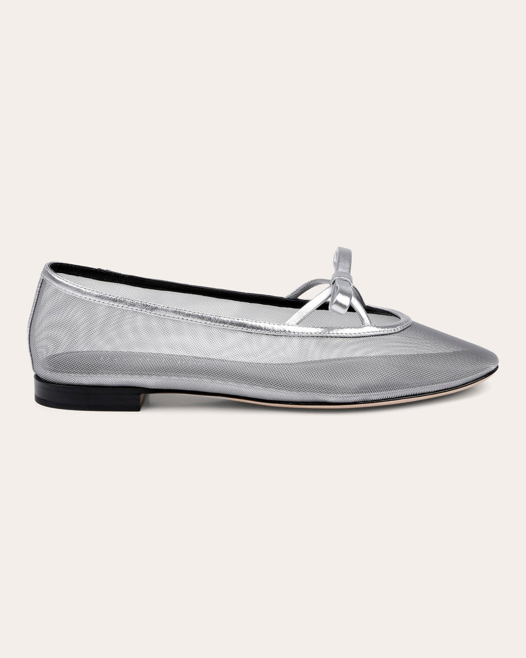 Dixon II Bow-Embellished Metallic-Mesh Ballet Flat