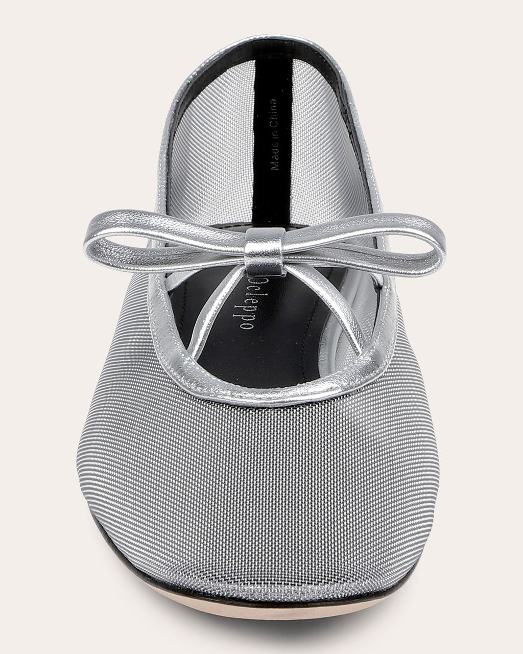 Dixon II Bow-Embellished Metallic-Mesh Ballet Flat