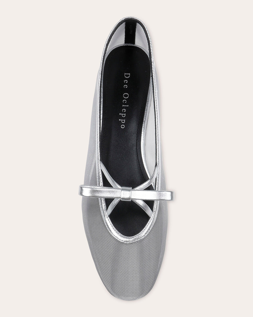 Dixon II Bow-Embellished Metallic-Mesh Ballet Flat