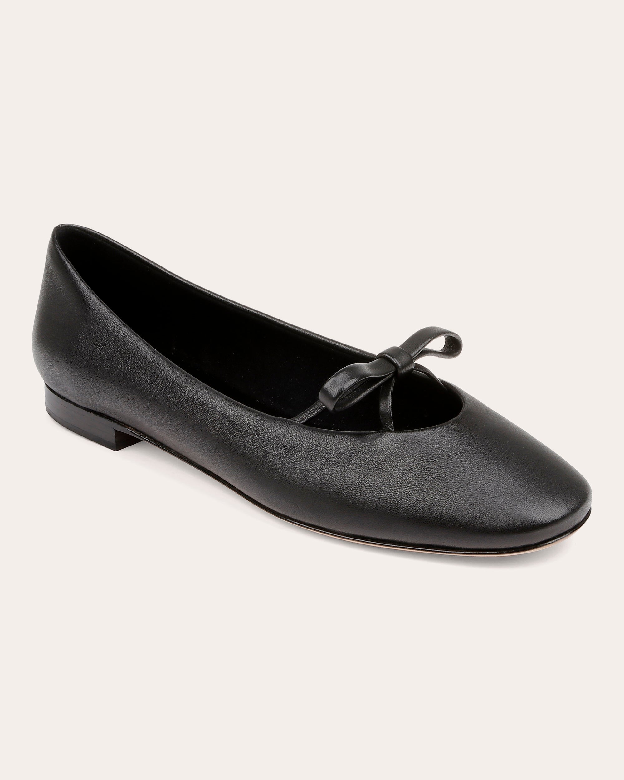 Dixon Bow-Embellished Leather Ballet Flat