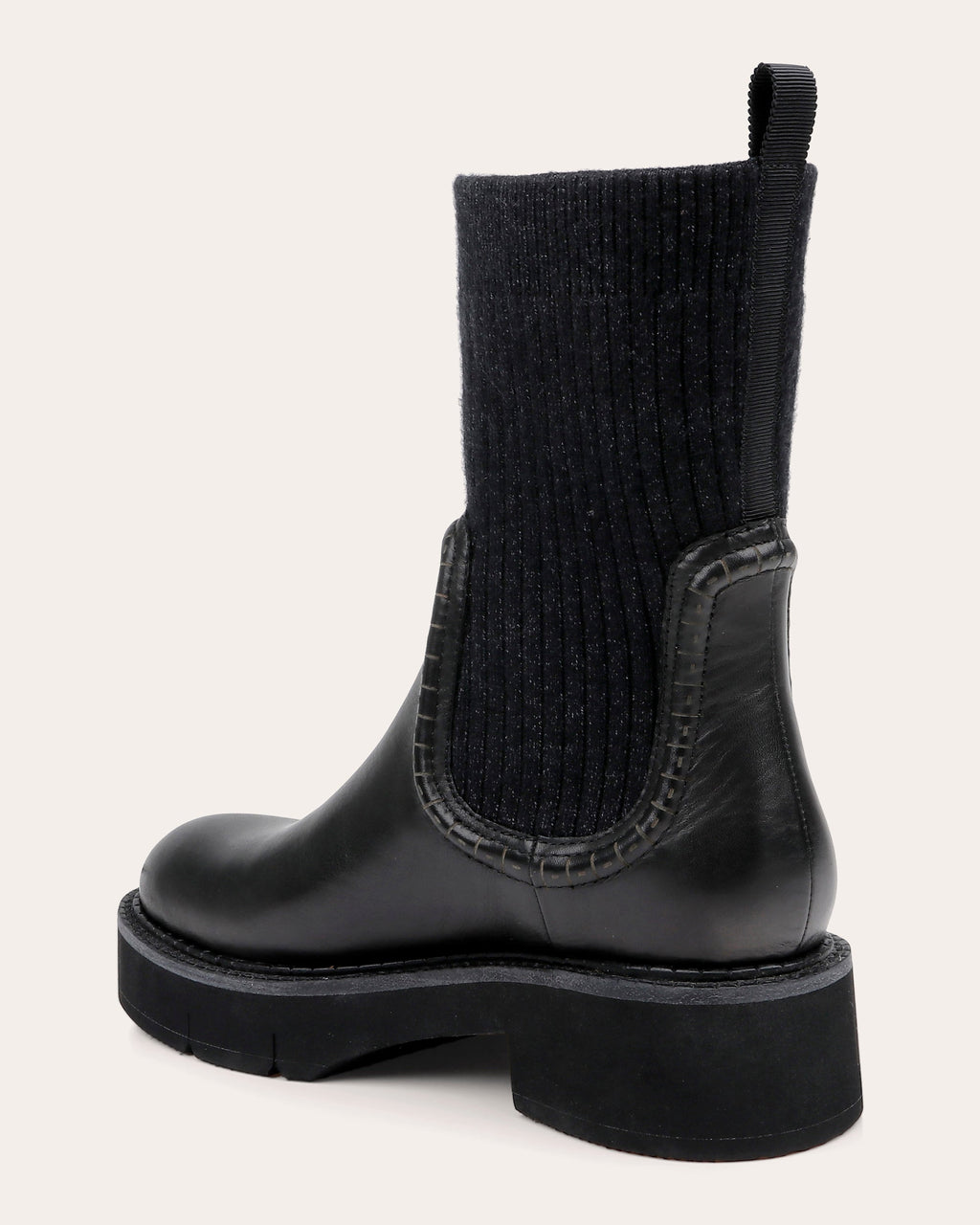 Kingman Ribbed-Trimmed Leather Boot