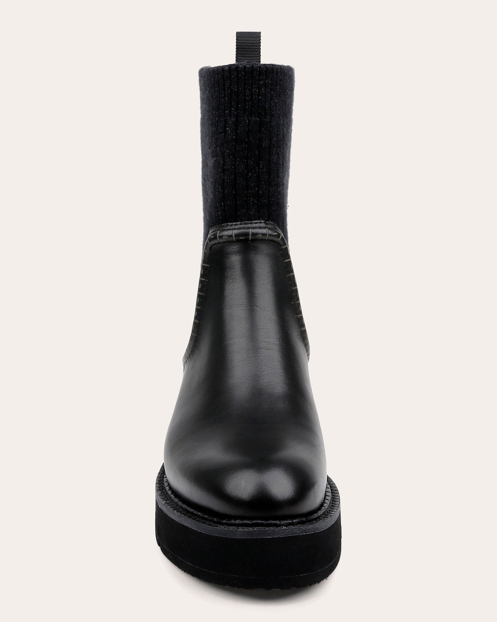Kingman Ribbed-Trimmed Leather Boot