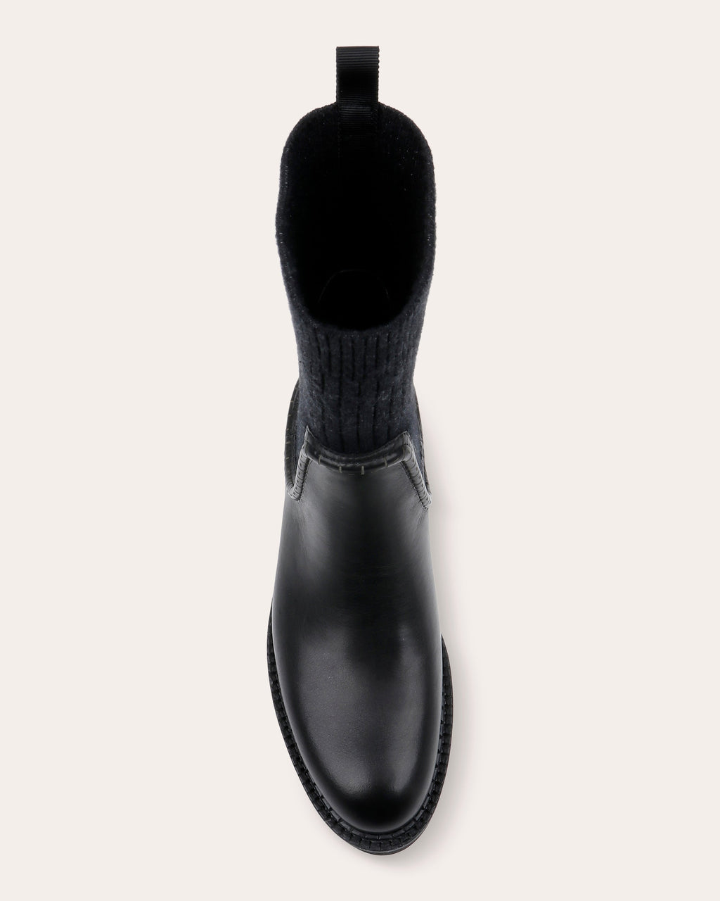 Kingman Ribbed-Trimmed Leather Boot