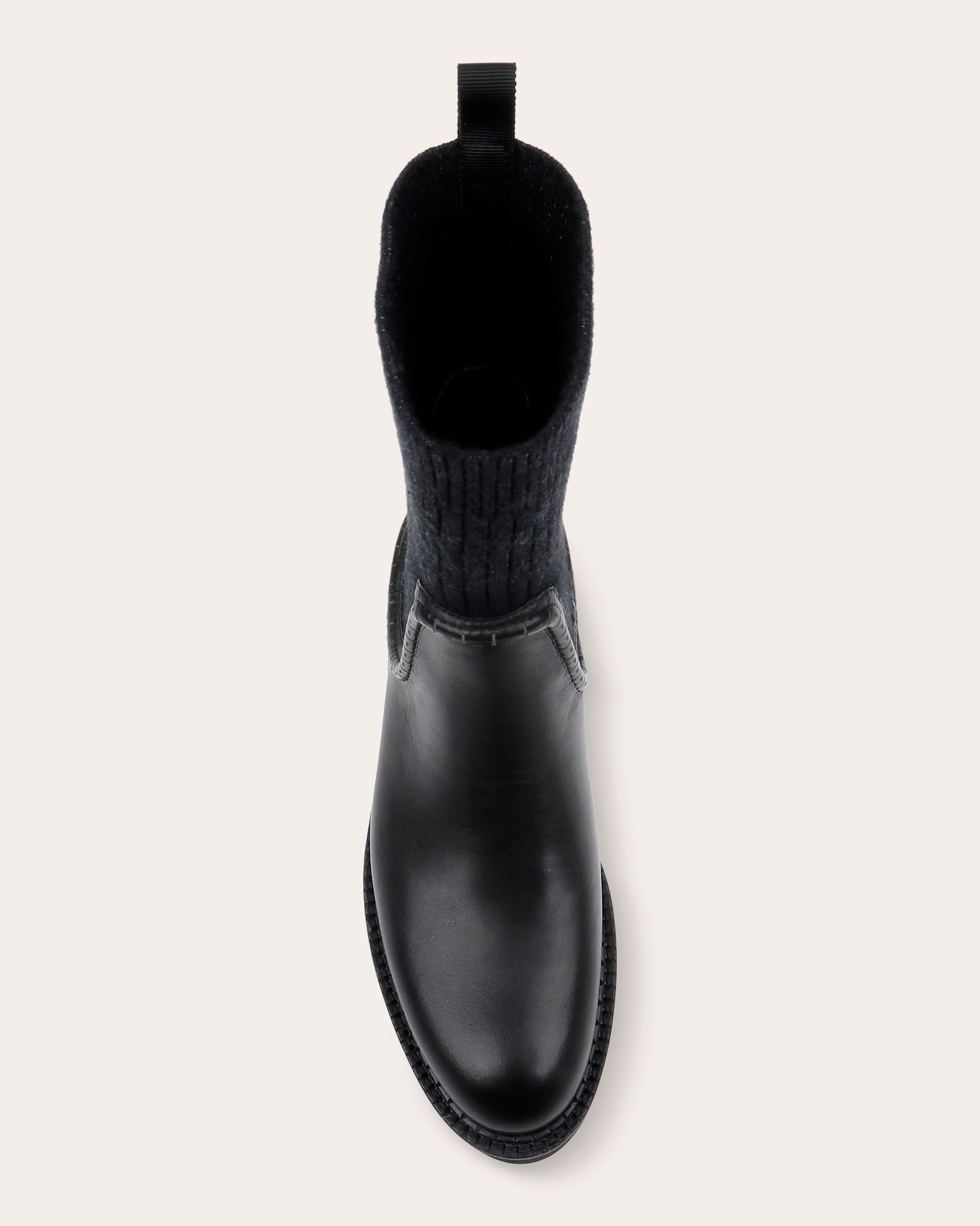 Kingman Ribbed-Trimmed Leather Boot