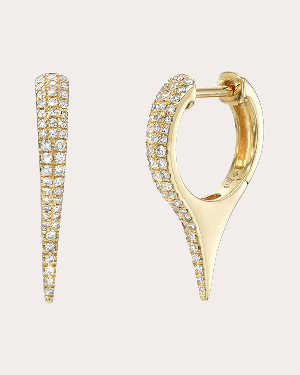 Dagger 14K Gold Diamond Hoop Earrings