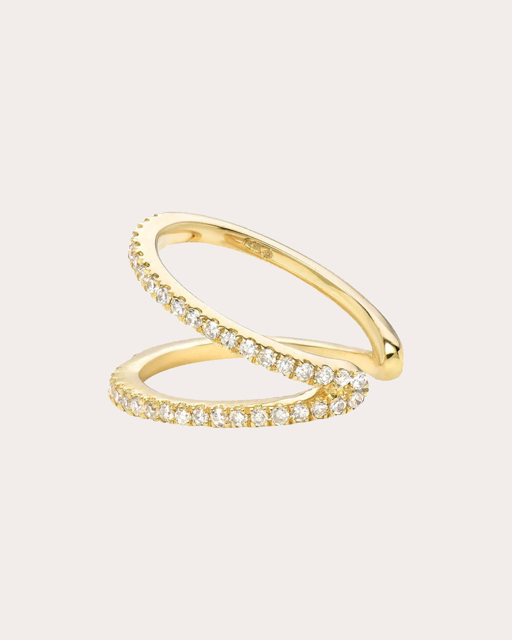 14K Gold Diamond Single Double Ear Cuff