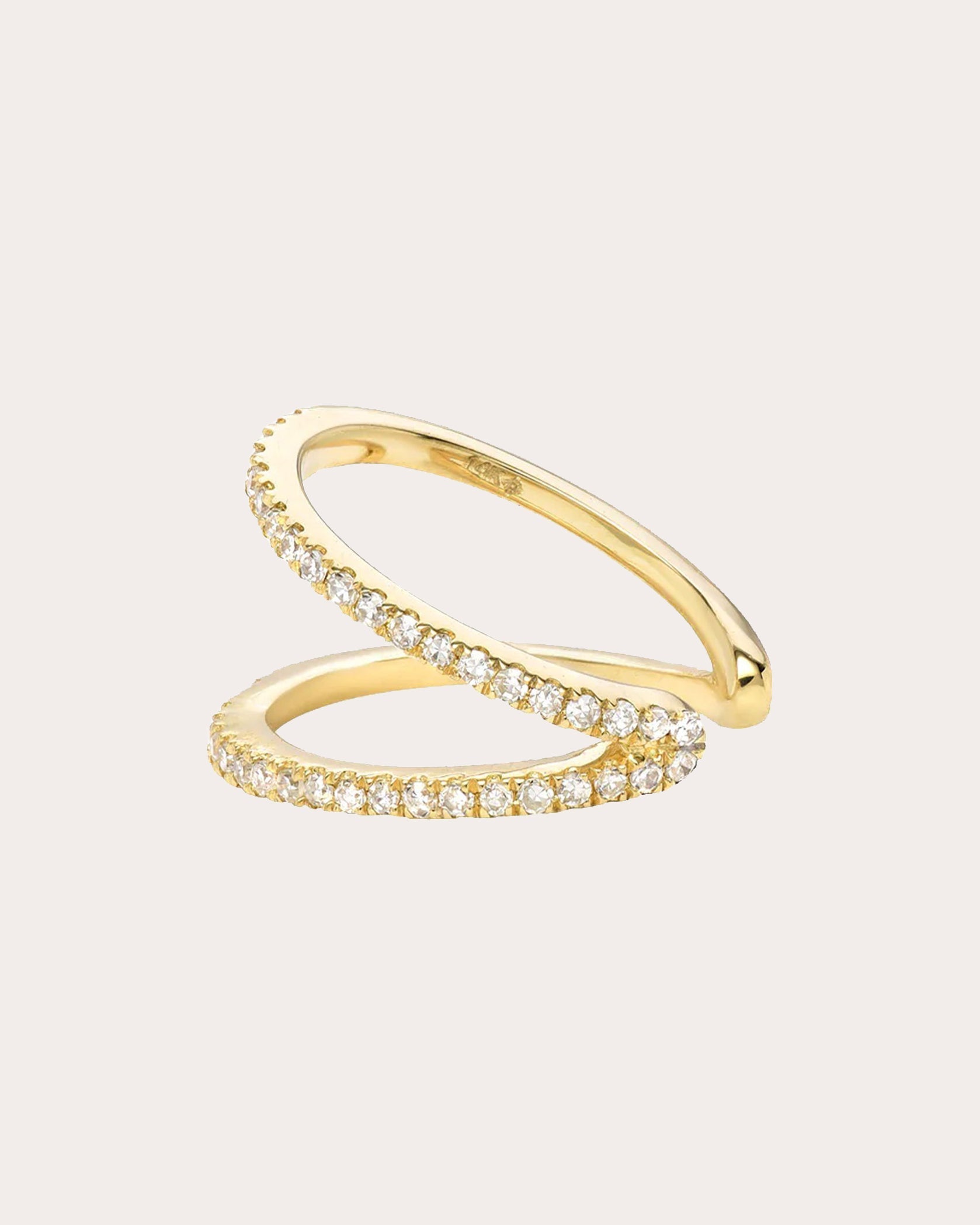 14K Gold Diamond Single Double Ear Cuff