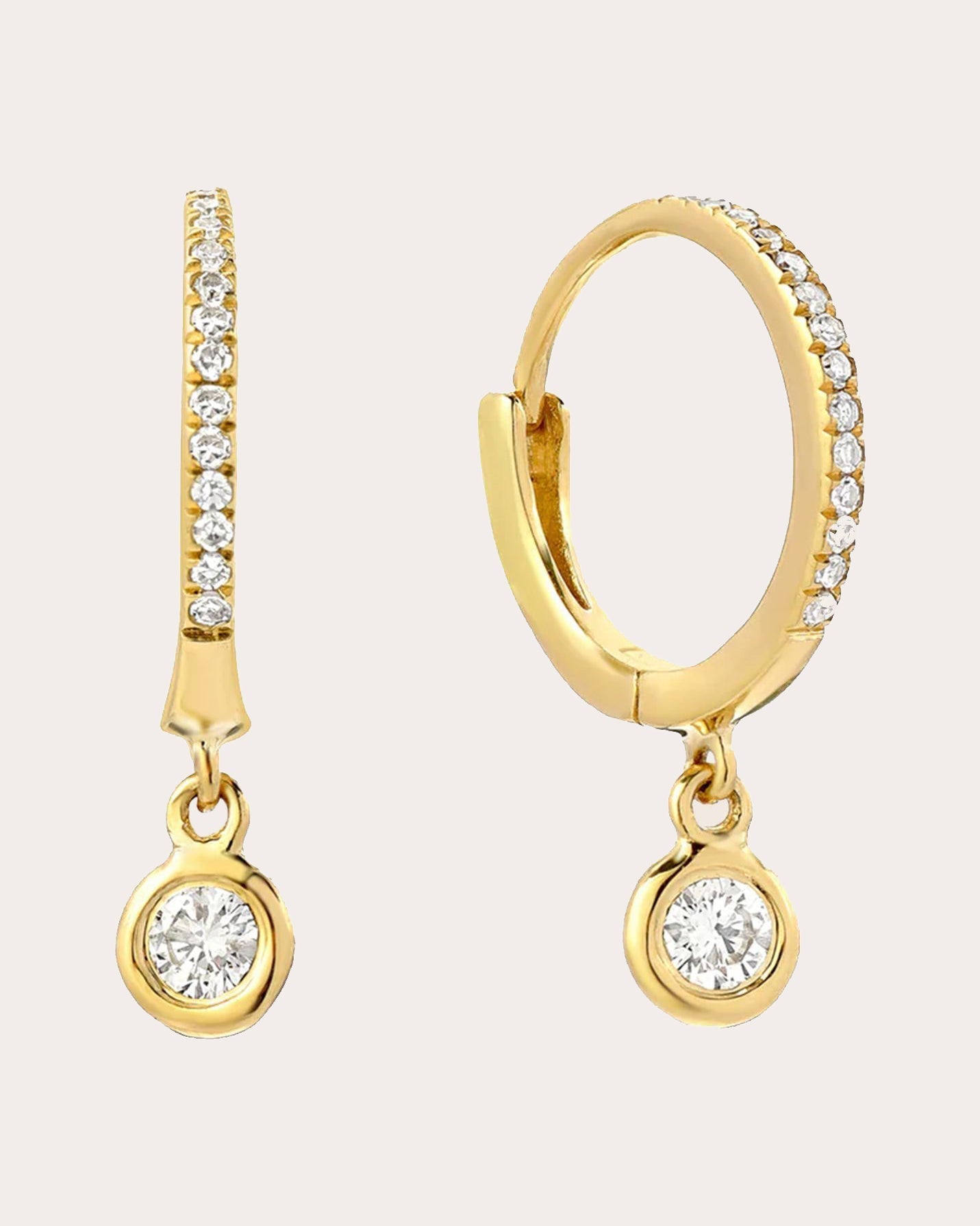 14K Gold Diamond Hoop Earrings