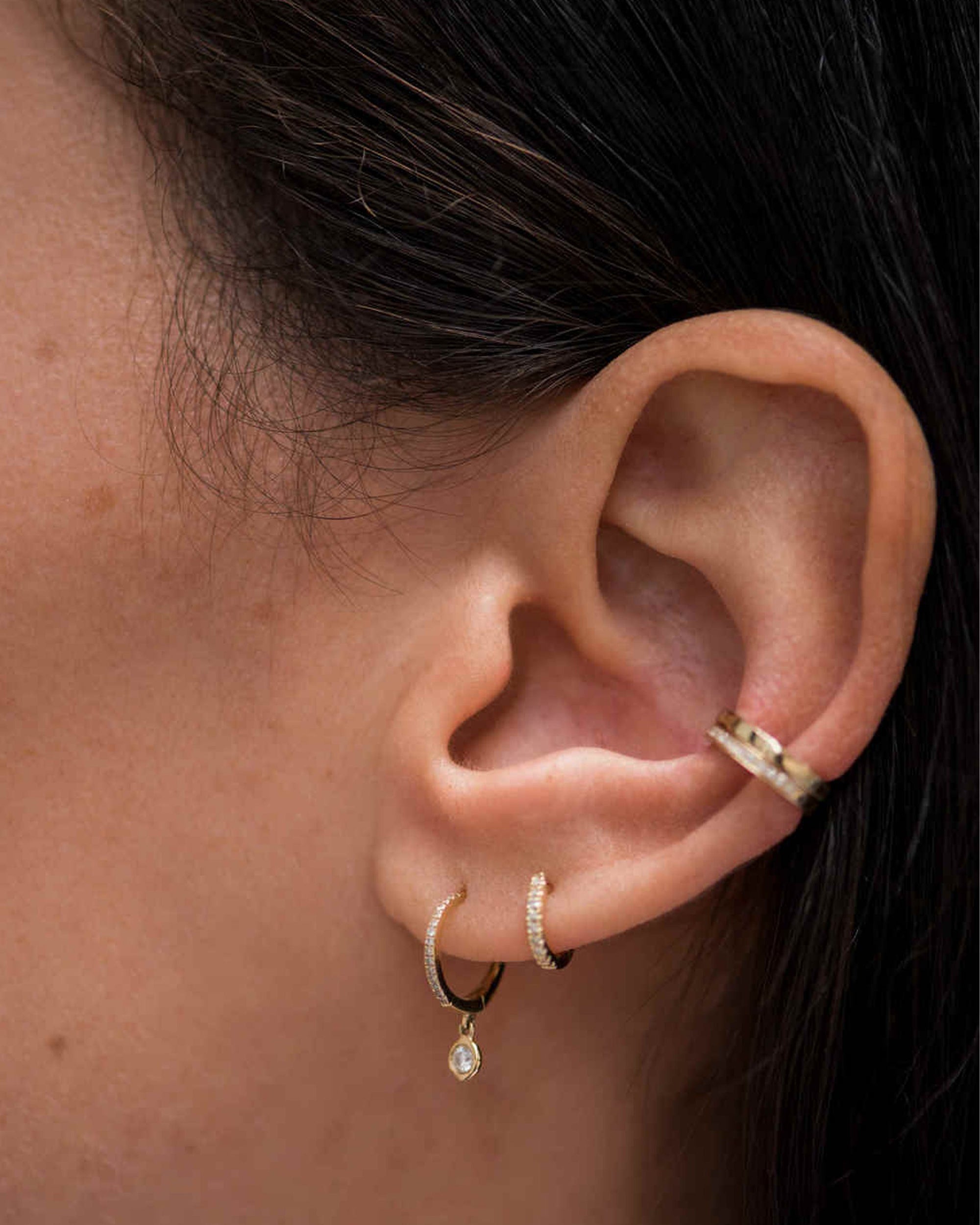 14K Gold Diamond Hoop Earrings