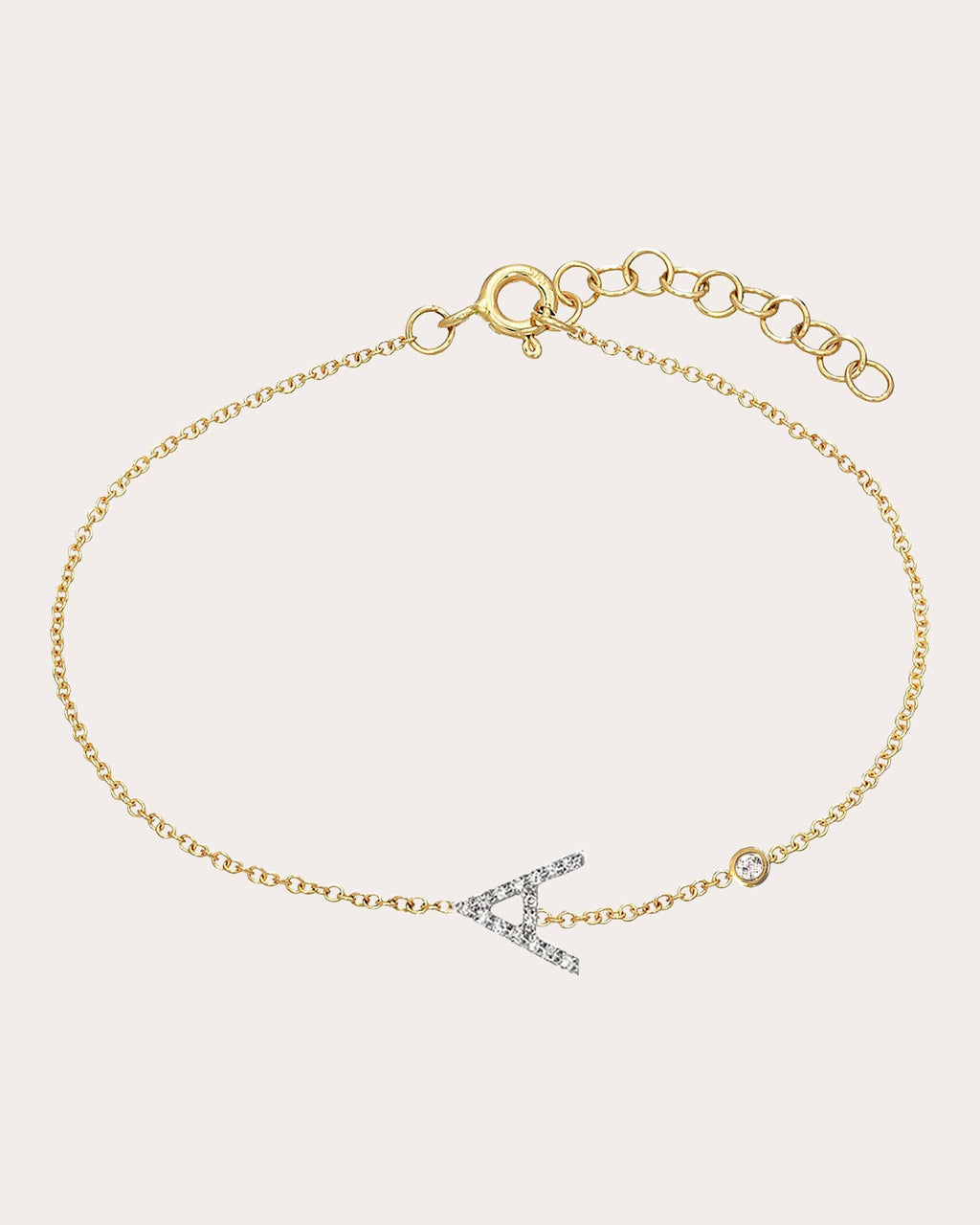 14K Gold Diamond Initial Charm Bracelet