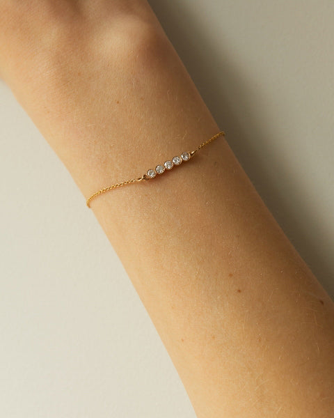 Circle of 5ths 18K Gold Diamond Bar Bracelet