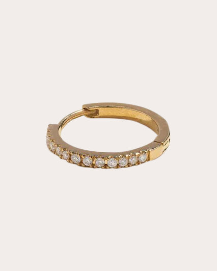 14K Gold Diamond Pavé Hoop Single Earring