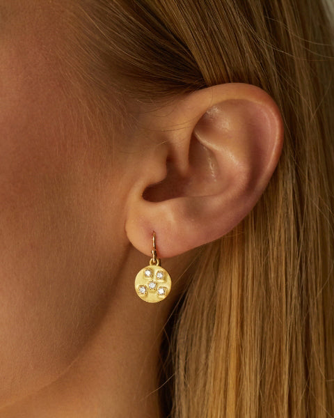 Circle of 5ths 18K Gold Diamond Disc Earrings