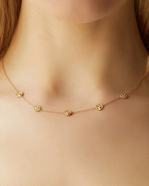 Eye of the Sun 14K Gold Diamond Necklace